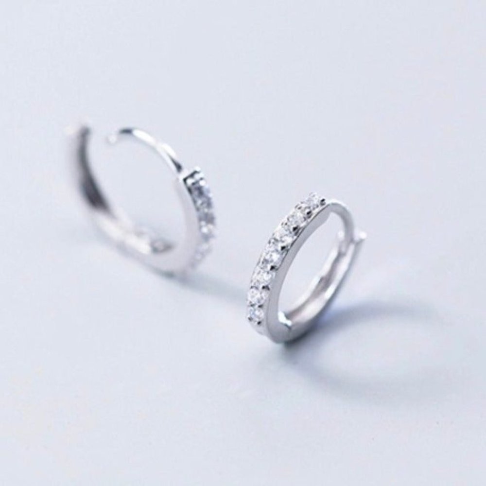 Silver huggie hoop earrings-12mm Silver SH002